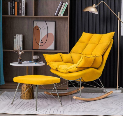Armchair Metal Design Upholstery Lounge Rocking Chair Seat Room Rocker