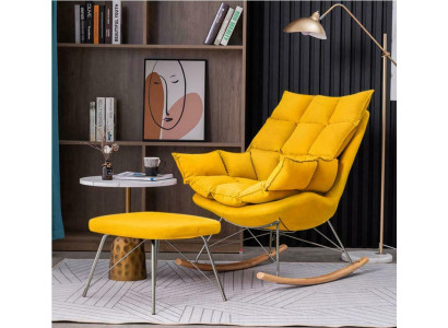 Armchair Metal Design Upholstery Lounge Rocking Chair Seat Room Rocker