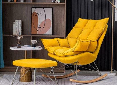Armchair Metal Design Upholstery Lounge Rocking Chair Seat Room Rocker