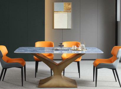 Luxury Dining Table Metal Stainless Steel Tables Furniture Column Table Dining Tables Marble Style