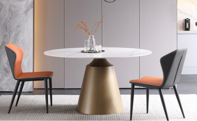 Luxury tables dining table furniture column table marble style dining tables metal stainless steel