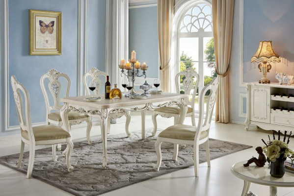 Classic chairs baroque dining set dining room suite rococo style 6x solid wood