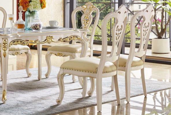 Classic Baroque Set Chairs Dining Room Style Dining Group 6x Solid Wood