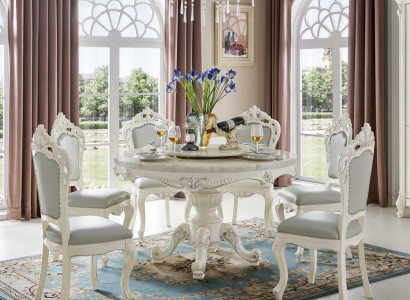 Dining Room Chairs Baroque Armchairs Classic Dining Set 6x Solid Wood