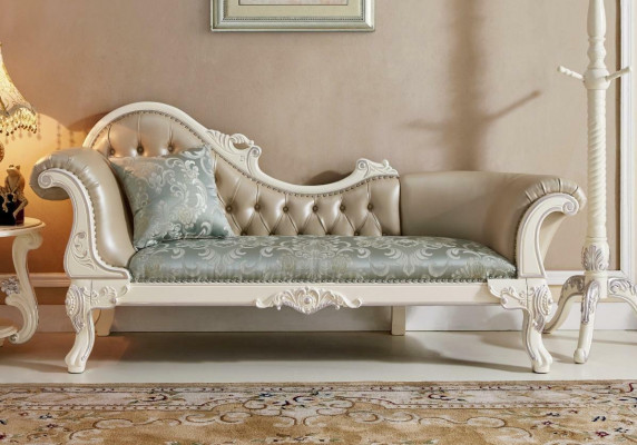Chaise lounge upholstery seat couch sofa lounge club Chesterfield solid wood new