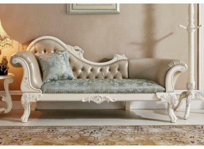 Chaise lounge upholstery seat couch sofa lounge club Chesterfield solid wood new