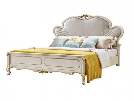 Classic furniture luxury bed 3-piece set with 2 bedside tables solid wood