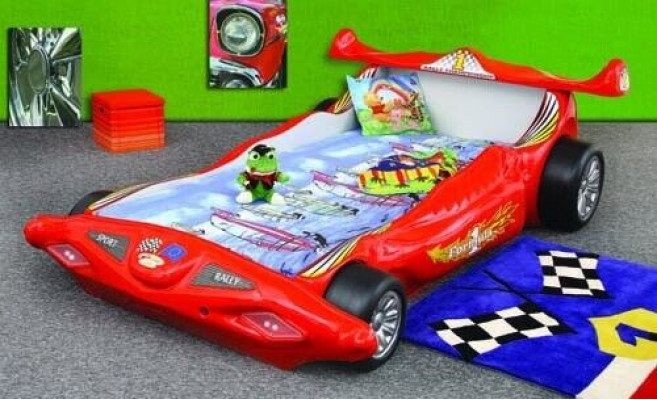 Bed with mattress, children's bed, car bed, children's room, color selection, racing car