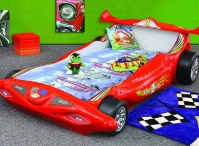 Bed with mattress, children's bed, car bed, children's room, color selection, racing car