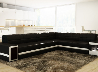 Leather sofa couch sofas upholstery seat corner sofa living landscape big XXL