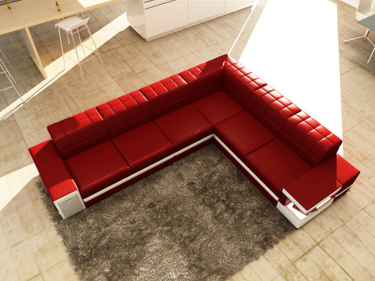 Leather sofa couch sofas upholstery seat corner sofa living landscape big XXL