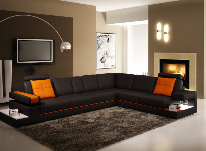 Modern living room corner sofa couch leather sofa with lighting sofa