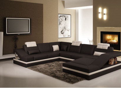 Modern living room corner sofa landscape big XXL leather sofa