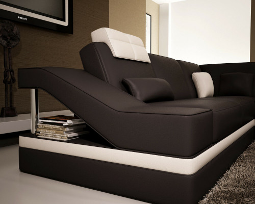 Modern living room corner sofa landscape big XXL leather sofa