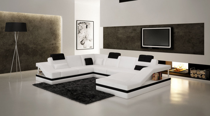 Modern living room corner sofa landscape big XXL leather sofa
