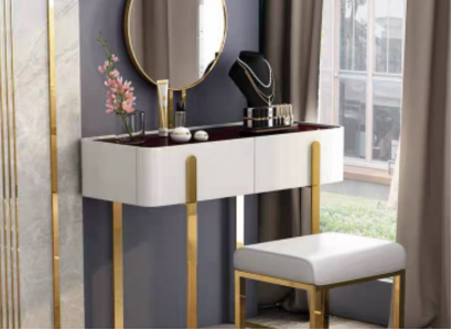 Modern dressing table console tables + stool vanity table make-up table 2-piece set.