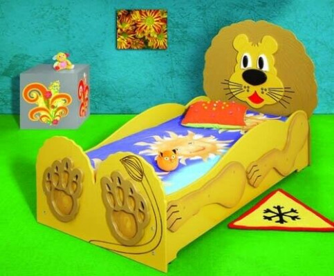 Children's bed youth bed bed beds incl. mattress wooden bed 90x200cm animal lion new