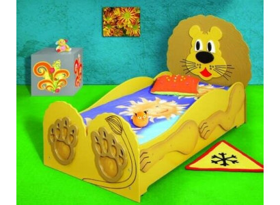 Children's bed youth bed bed beds incl. mattress wooden bed 90x200cm animal lion new