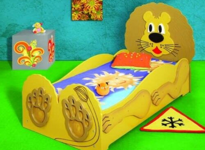 Children's bed youth bed bed beds incl. mattress wooden bed 90x200cm animal lion new