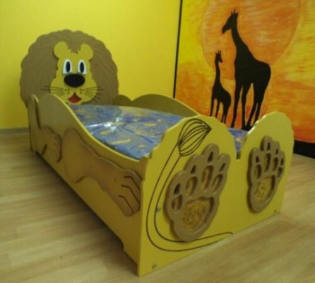 Children's bed youth bed bed beds incl. mattress wooden bed 90x200cm animal lion new