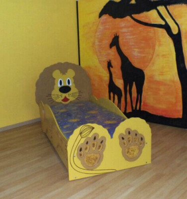 Children's bed youth bed bed beds incl. mattress wooden bed 90x200cm animal lion new