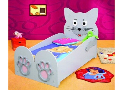 Children's bed youth bed bed beds + mattress wooden bed 90x200cm animal cat new