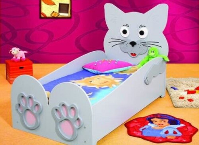 Children's bed youth bed bed beds + mattress wooden bed 90x200cm animal cat new