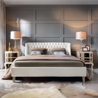 Luxury Bedroom Bed Nightstand Set Double Bed Beds 3-piece Modern White