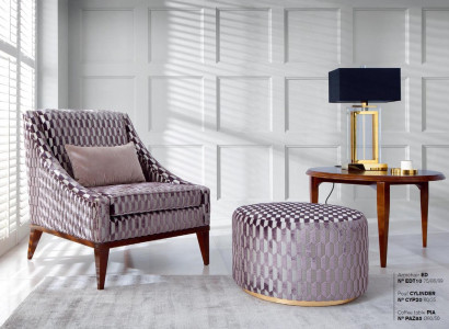 Living room set armchair coffee table stool modern seating fabric wood 3-piece set