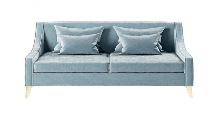Velvet three-seater sofa, 3-seat sofas, fabric living room, polyester, modern luxury, blue.