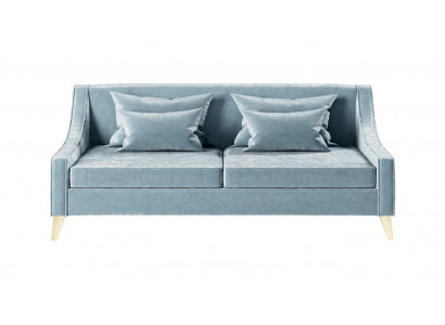 Velvet three-seater sofa, 3-seat sofas, fabric living room, polyester, modern luxury, blue.
