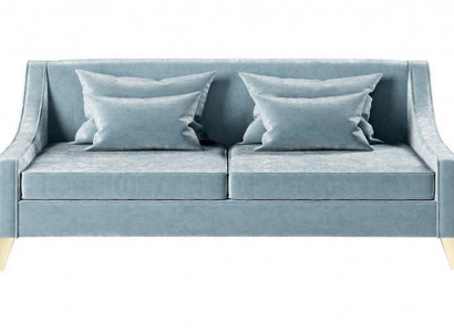Velvet three-seater sofa, 3-seat sofas, fabric living room, polyester, modern luxury, blue.