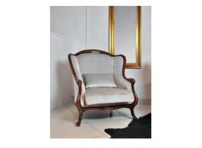 Armchair Wing Chair Seater Grey Seat Velvet Luxury Living Room Classic Wood New