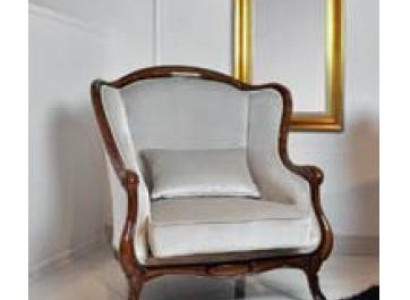 Armchair Wing Chair Seater Grey Seat Velvet Luxury Living Room Classic Wood New