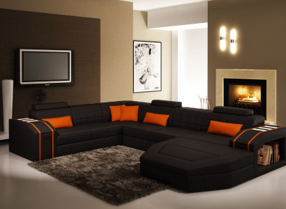 Living room landscape corner sofa leather couch upholstery set