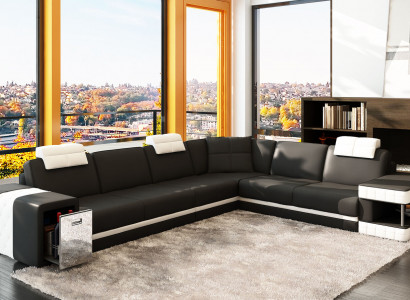Leather sofa couch upholstery corner seating corner set living room