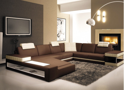 Big XXL leather sofa couch seat cushion U-shape suite sofas leather