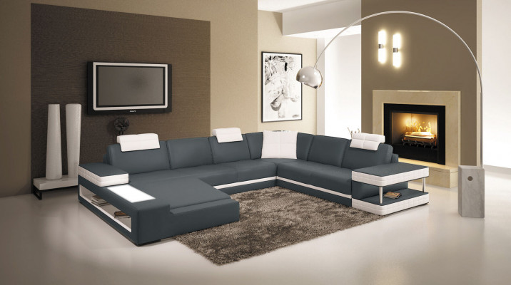 Big XXL leather sofa couch seat cushion U-shape suite sofas leather