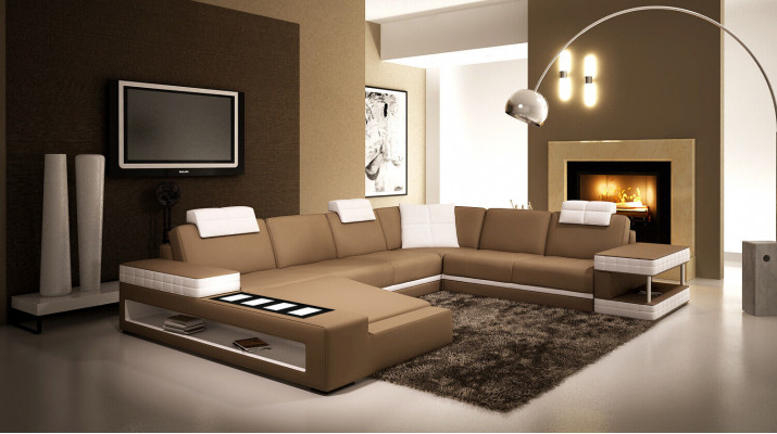 Big XXL leather sofa couch seat cushion U-shape suite sofas leather
