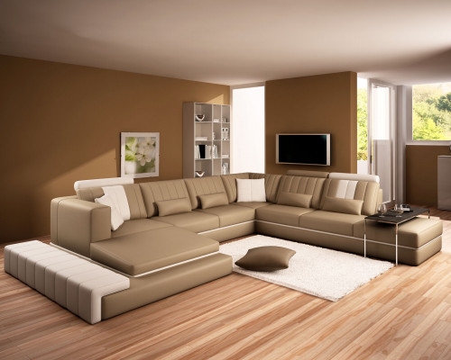 XXL Design Upholstery Set Leather Sofa Couch U-Shape Modern Sofa