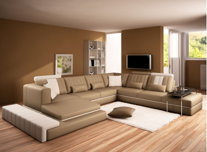 XXL Design Upholstery Set Leather Sofa Couch U-Shape Modern Sofa