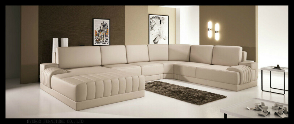 Designer upholstered leather sofa couch U-shaped modern living landscape U-shaped