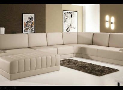 Designer upholstered leather sofa couch U-shaped modern living landscape U-shaped
