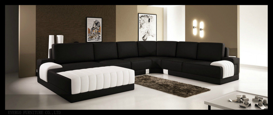 Designer upholstered leather sofa couch U-shaped modern living landscape U-shaped