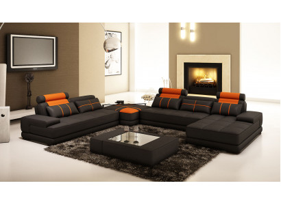Designer upholstered leather sofa couch U-shape modern sofa living landscape