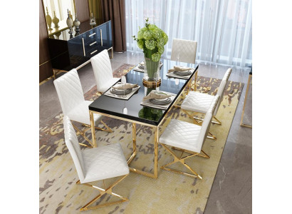 Luxury dining table, dining room furniture, furnishings, table, gold metal dining tables
