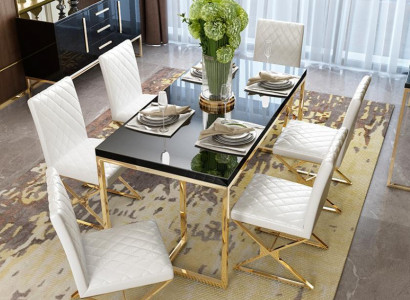 Luxury dining table, dining room furniture, furnishings, table, gold metal dining tables