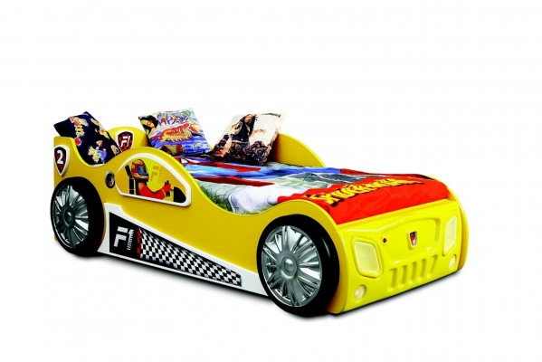 Race car bed mattress car bed children's room furniture yellow children's bed