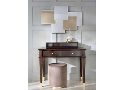 Makeup Table Stool Console Table Luxury Wood Secretary Brown Bedroom 2-piece set