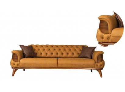 Three-seater sofa leather couches sofas luxury couch Chesterfield Western USA yellow